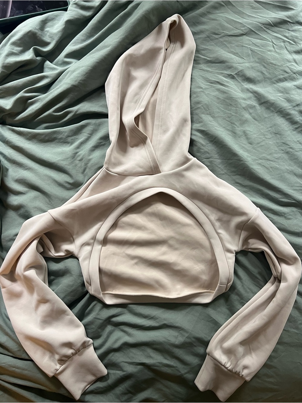 BuffBunny Cropped Hoodie in Light Beige